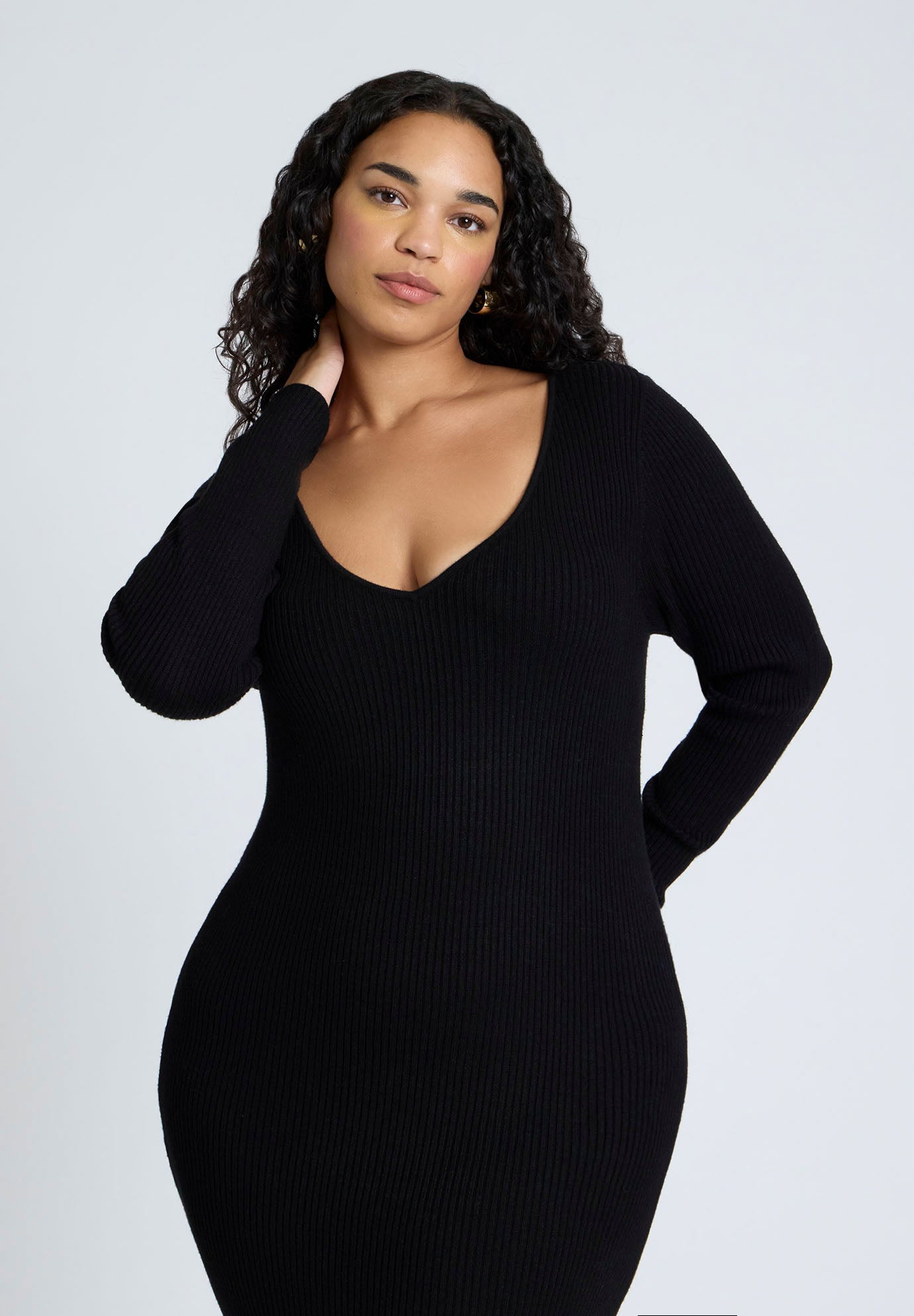 Pleat Hem V-Neck Dress image number 2