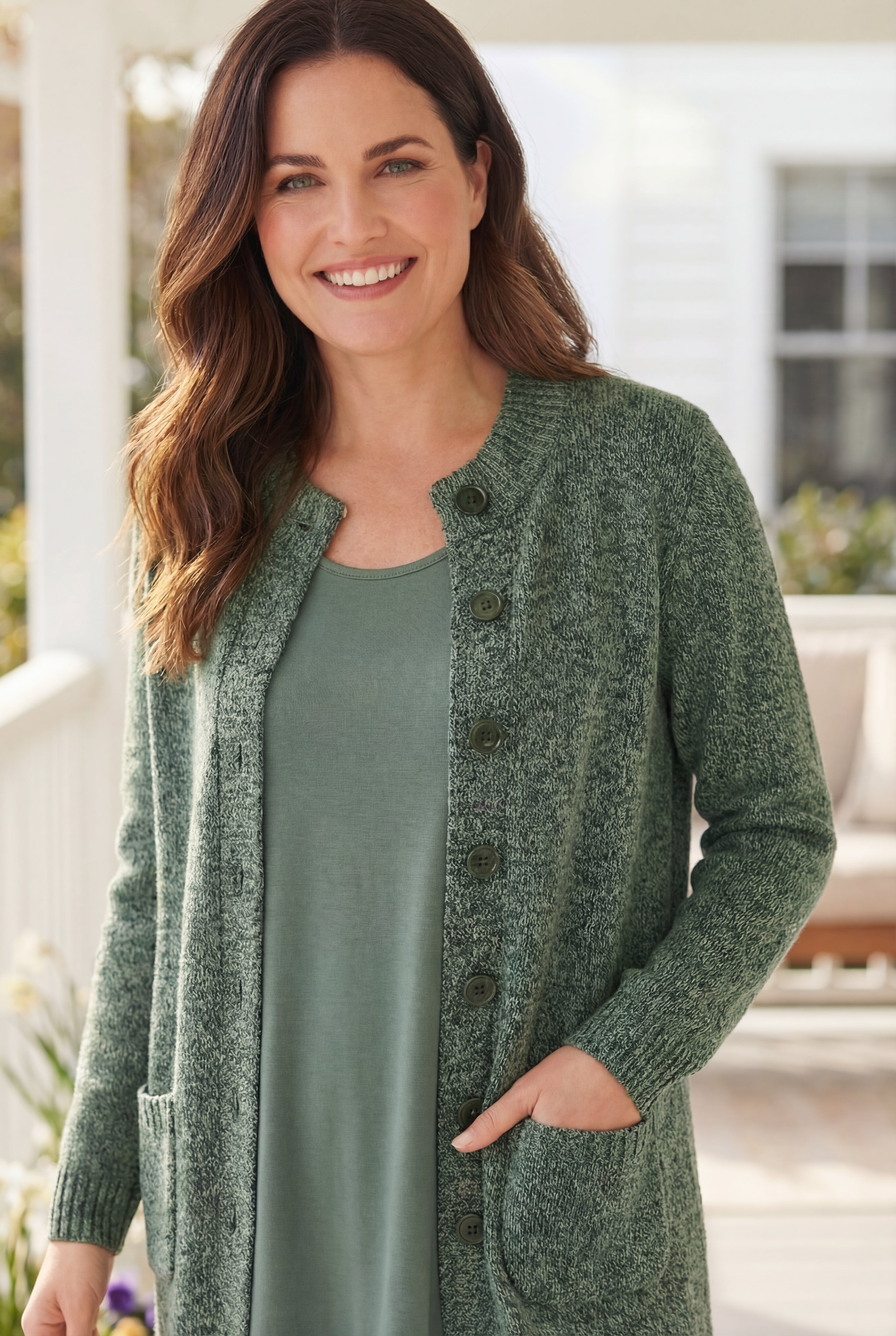 Marled Jacket Duster Sweater image number 1