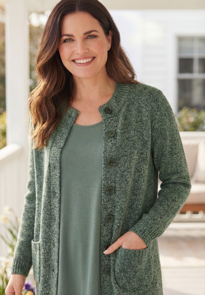 Marled Jacket Duster Sweater image number 1