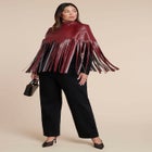 Faux Leather Fringe Cape image number null
