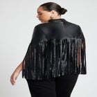 Faux Leather Fringe Cape image number null