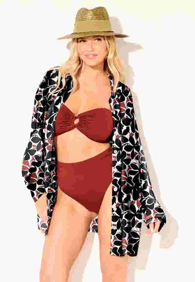Oversized Buttondown Lounge Cover Up Shirt image number 7