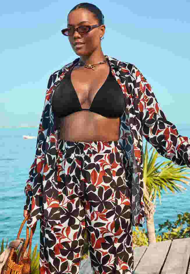 Oversized Buttondown Lounge Cover Up Shirt image number 0