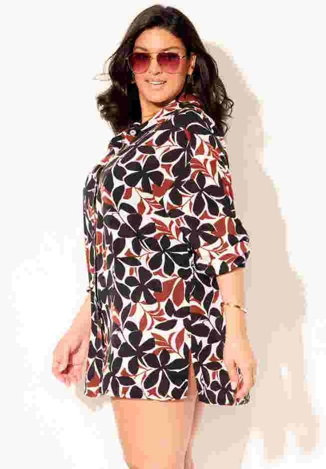 Oversized Buttondown Lounge Cover Up Shirt image number 6