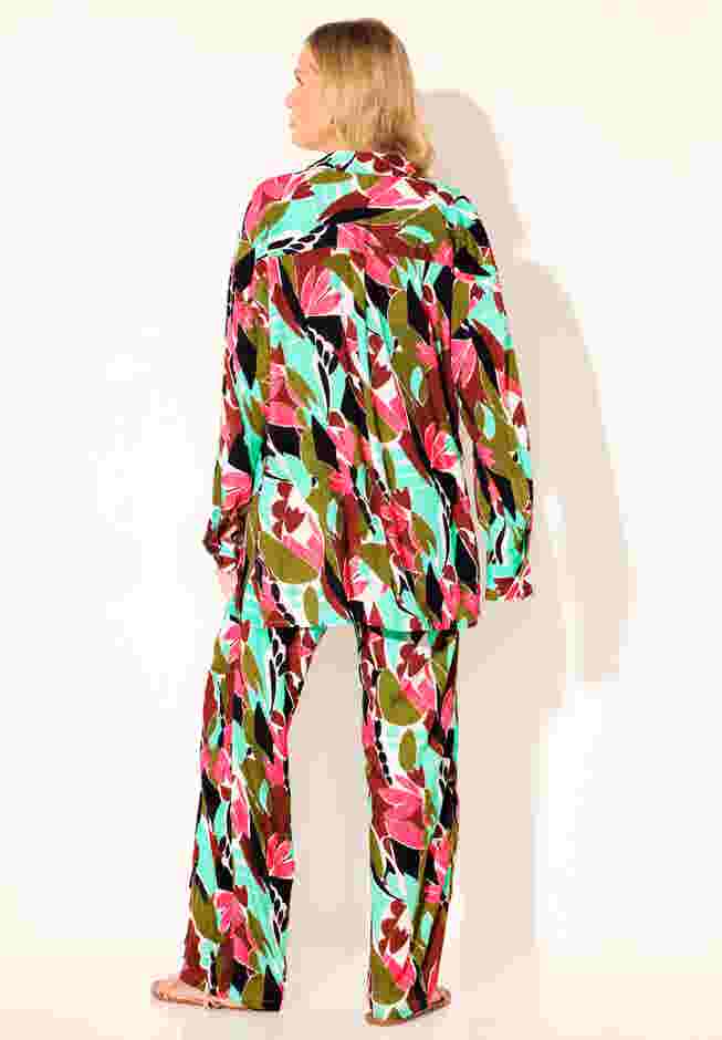 Oversized Buttondown Lounge Cover Up Shirt image number 2