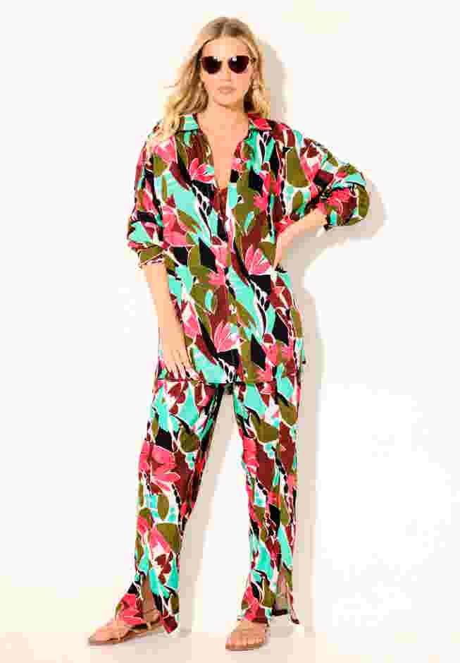 Oversized Buttondown Lounge Cover Up Shirt image number 5