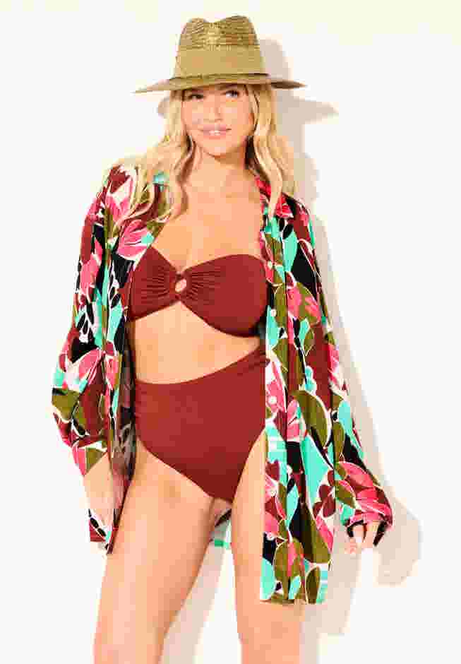 Oversized Buttondown Lounge Cover Up Shirt image number 1