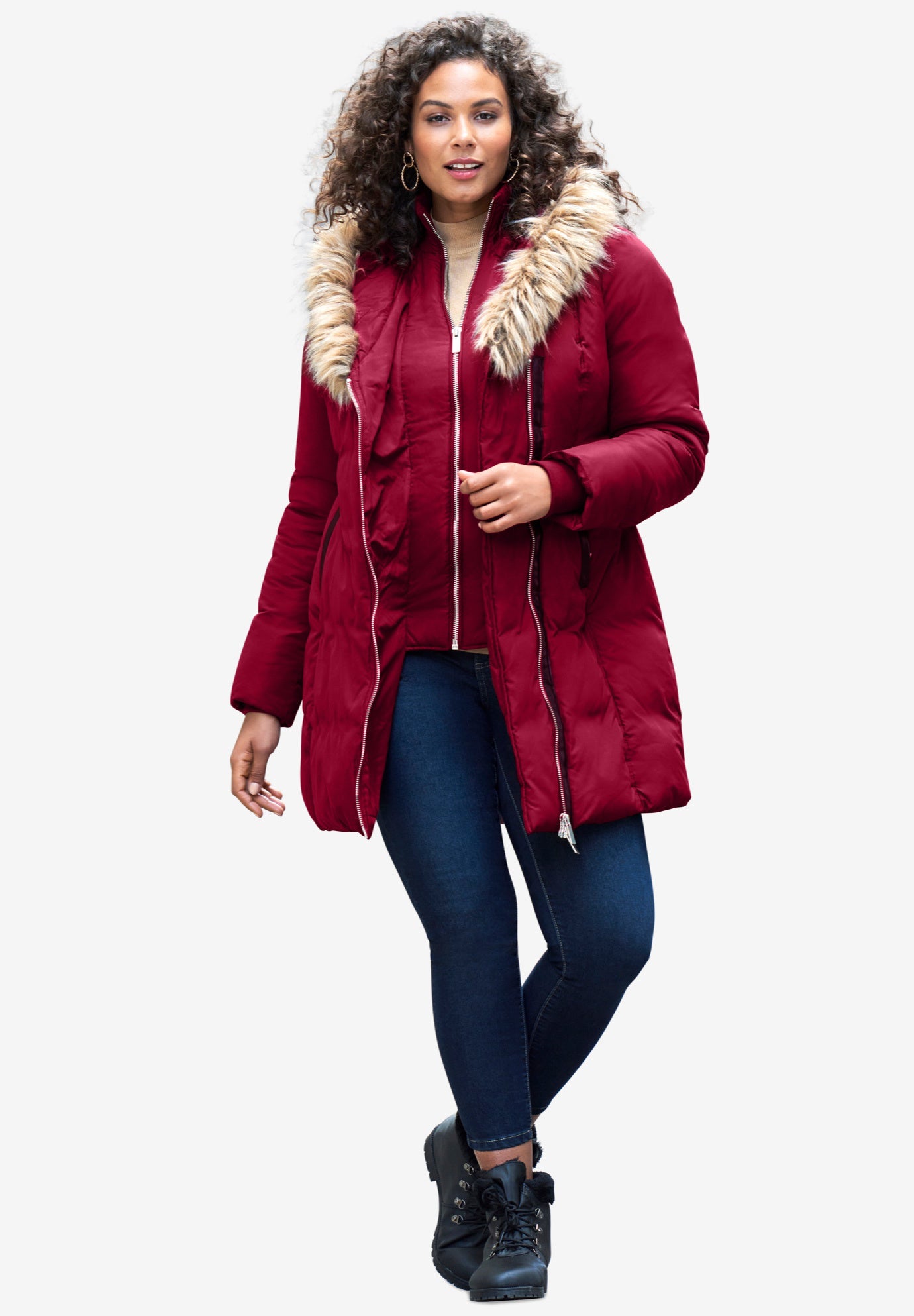 Plus Size Double Layer Puffer Coat image number 0