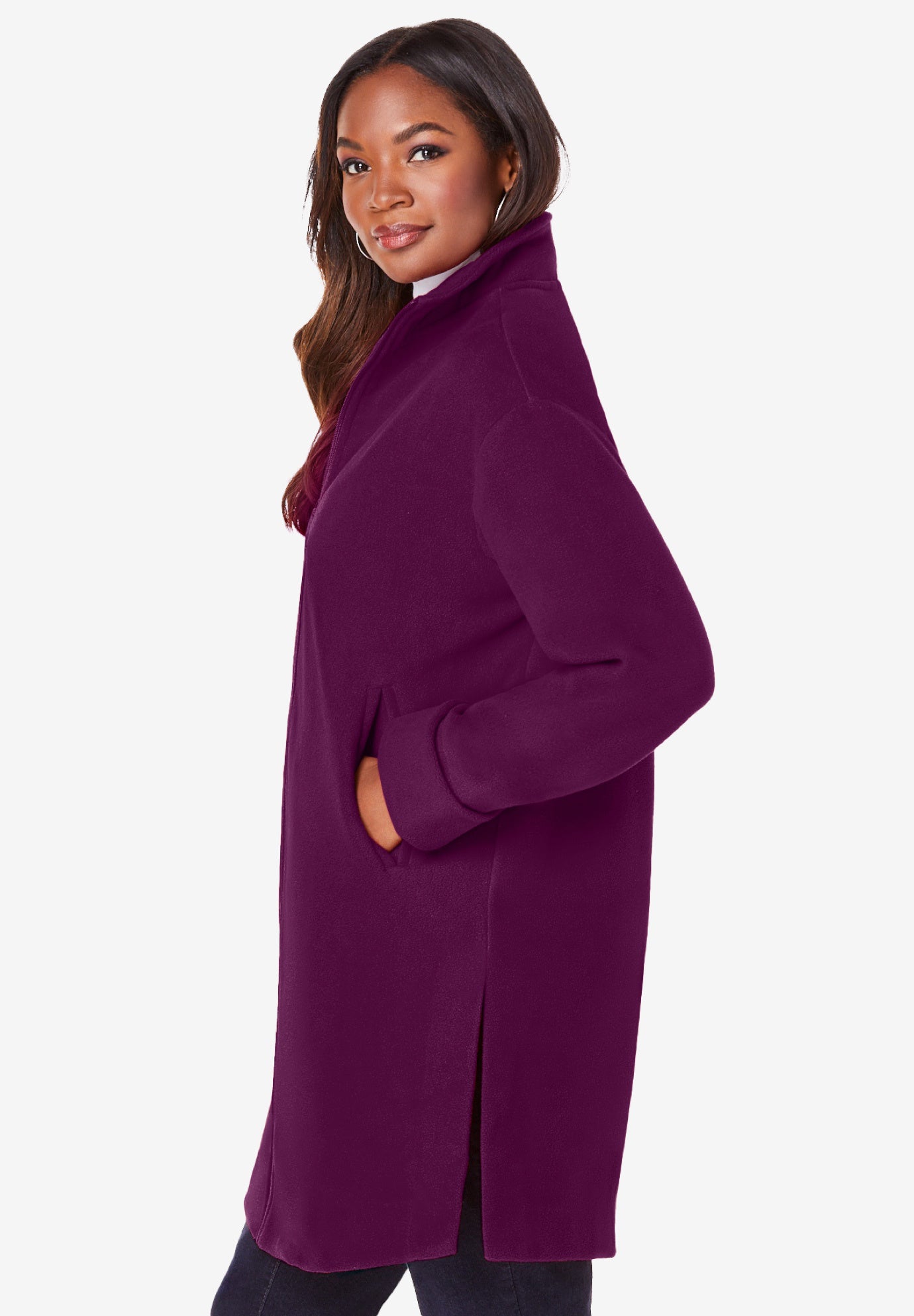 Plus Size Fleece Driving Coat image number 3