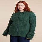 Fringe Cuff Knit Cardigan image number null