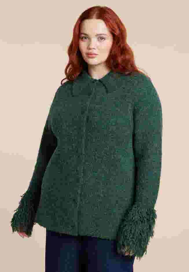 Fringe Cuff Knit Cardigan image number 0