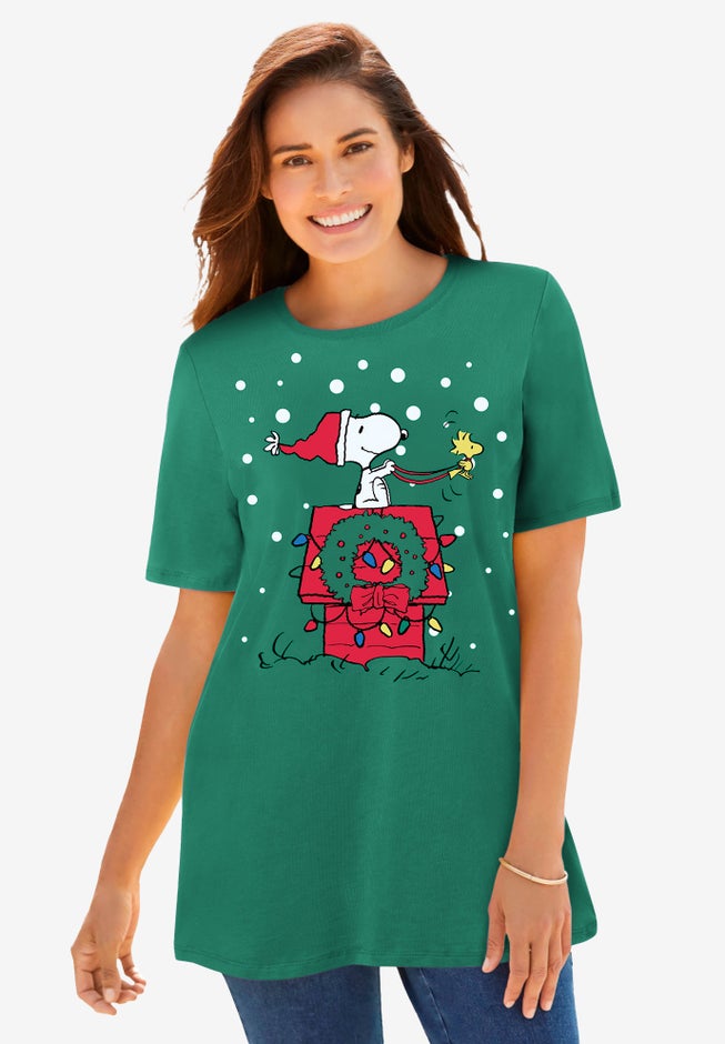 Peanuts Green Snoopy Sleigh Tee image number null