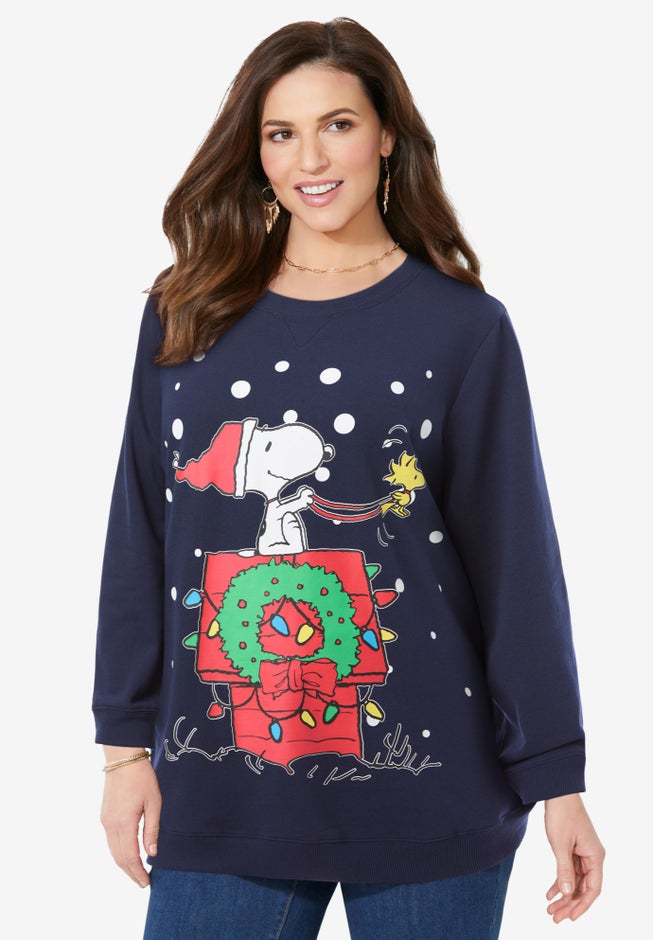 Peanuts Navy Snoopy Sleigh Sweatshirt image number null