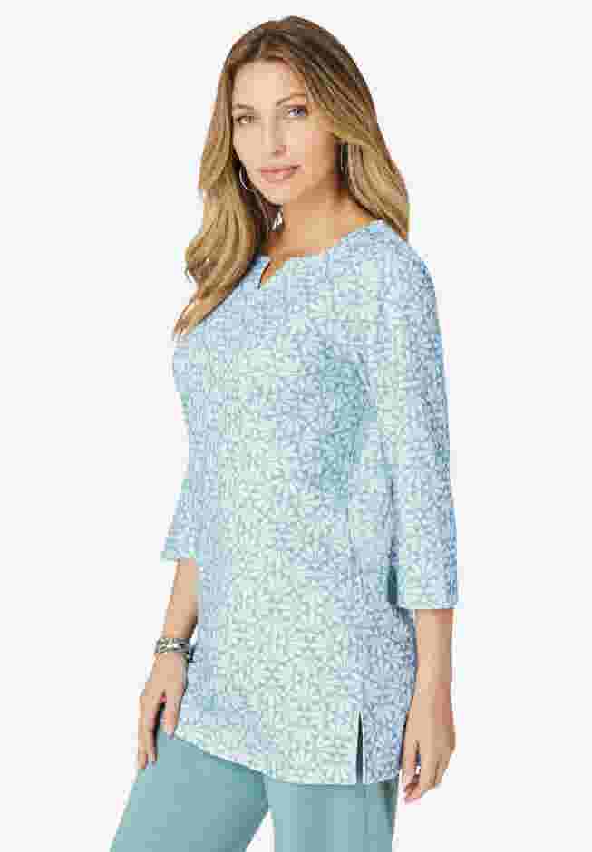 Three Quarter Notch Neck Soft Knit Tunic image number 2
