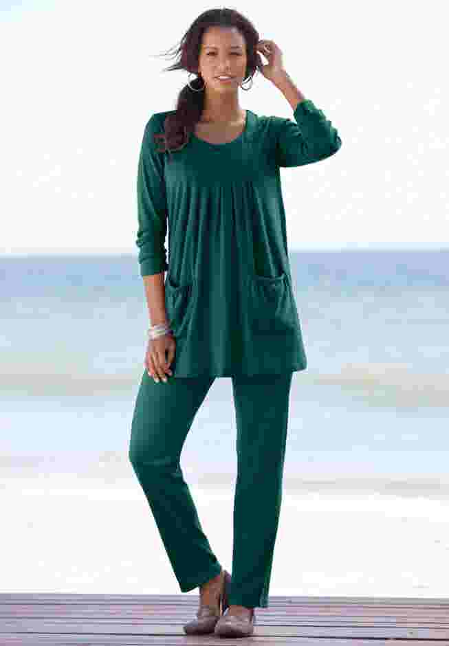 Long Sleeve Two Pocket Soft Knit Tunic image number 0