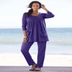 Plus Size Two Pocket Long Sleeve Soft Knit Swing Tunic image number null
