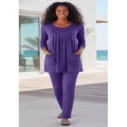 Plus Size Two Pocket Long Sleeve Soft Knit Swing Tunic image number null