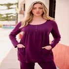Plus Size Two Pocket Long Sleeve Soft Knit Swing Tunic image number 0