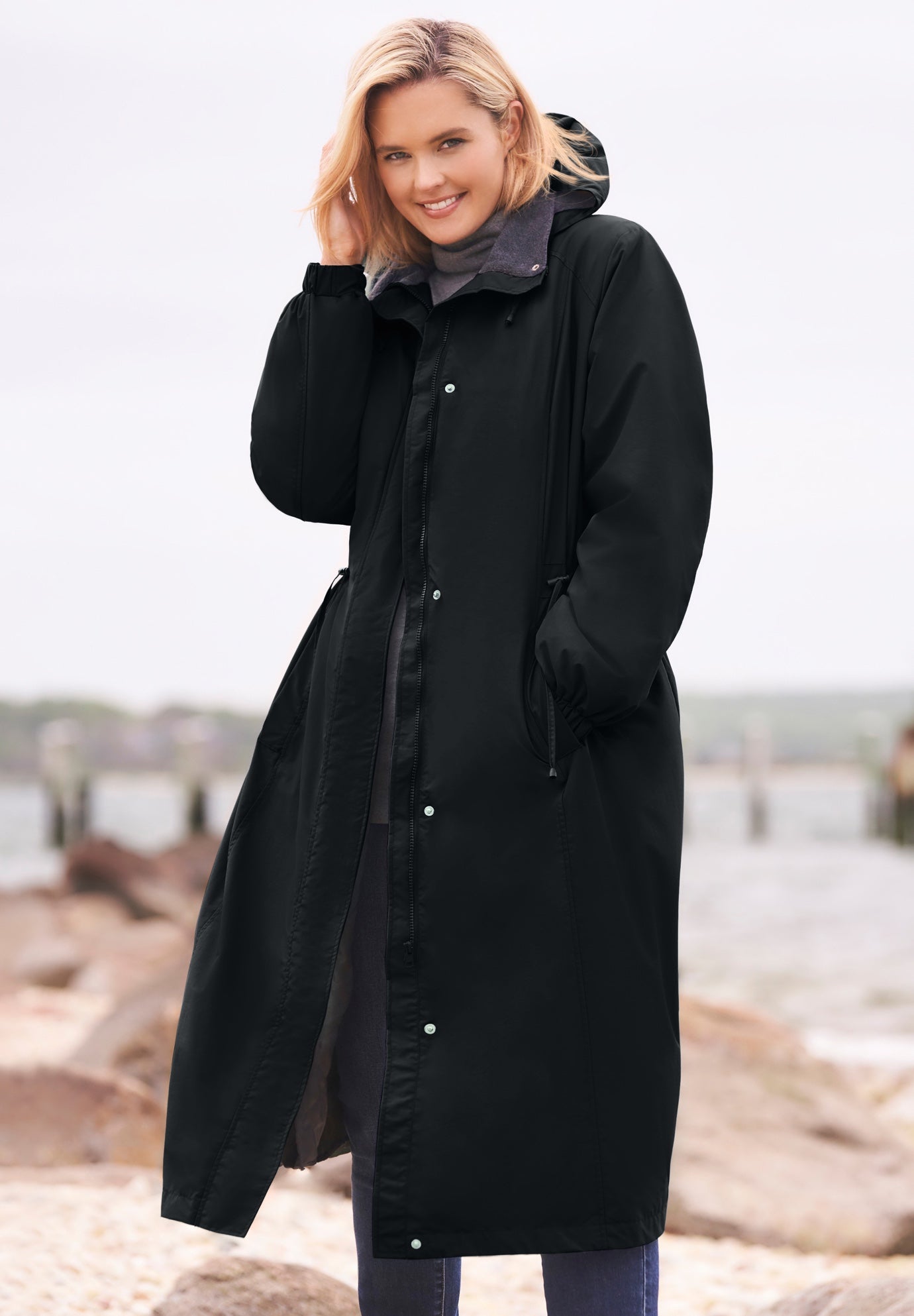 Long Hooded Taslon&reg; Jacket image number 0