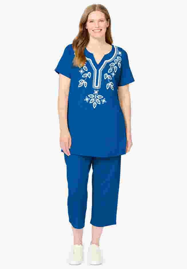 Printed Tunic and Capri Set image number 0