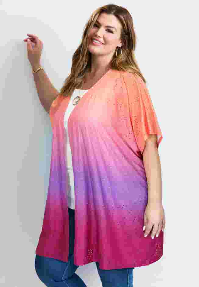 Knit Eyelet Kimono image number 2