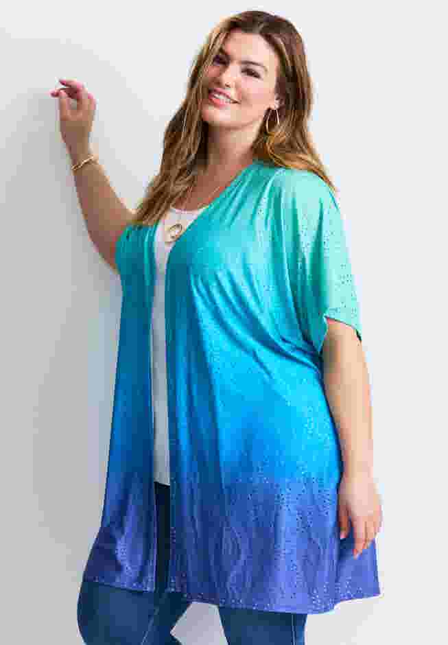 Knit Eyelet Kimono image number 2