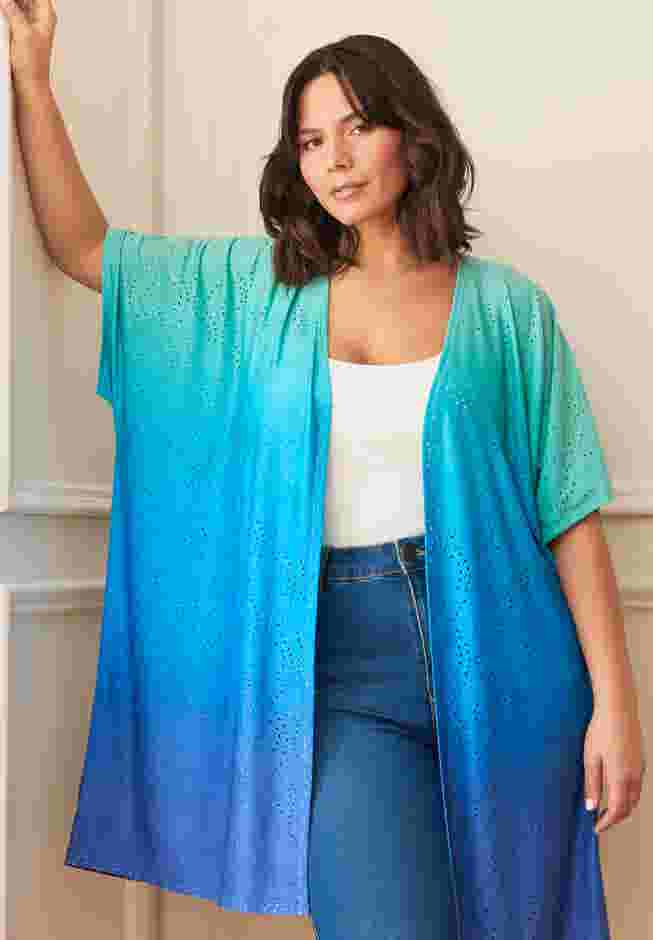 Knit Eyelet Kimono image number 3