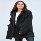 Plus Size Double Breasted Teddy Coat image number null