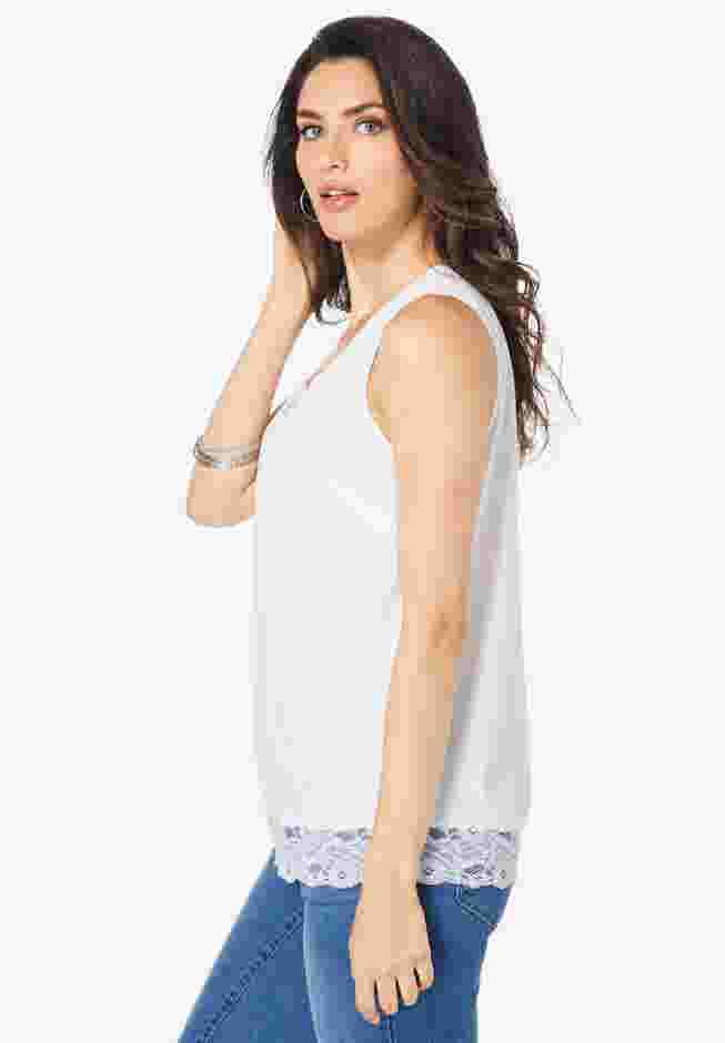 Lace Trim Satin Tank image number 2