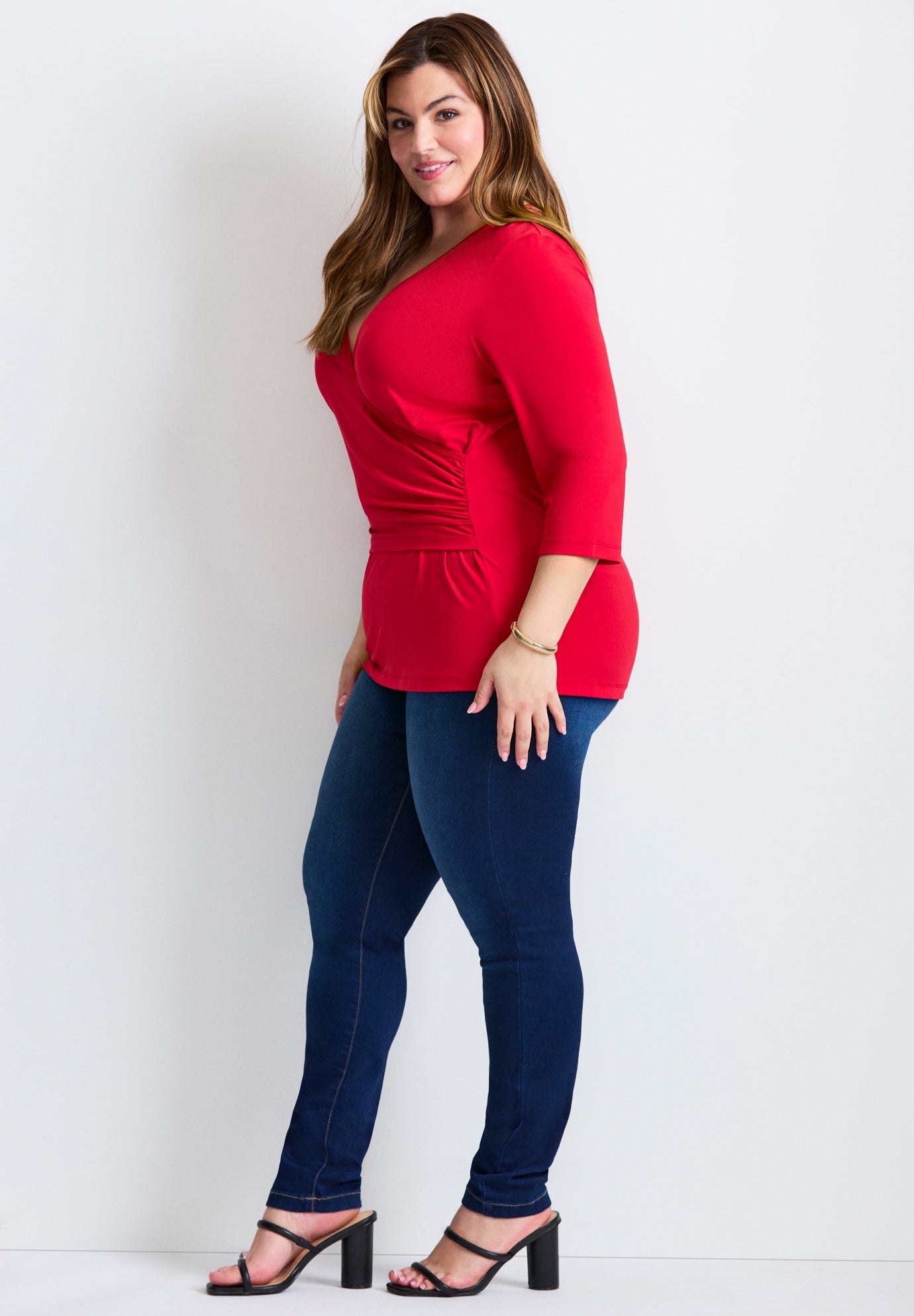 Side Ruched Faux Wrap Top image number 2