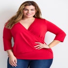 Side Ruched Faux Wrap Top image number null