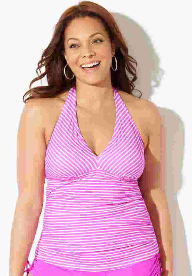 Shirred Halter Tankini Top image number 2