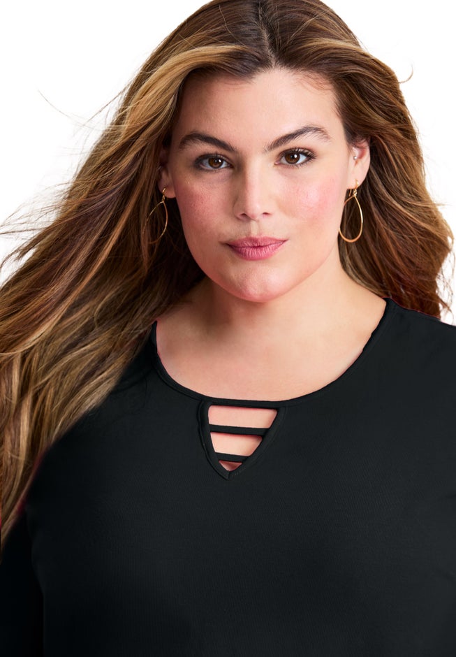 Triple Keyhole Short Sleeve Tee image number 3