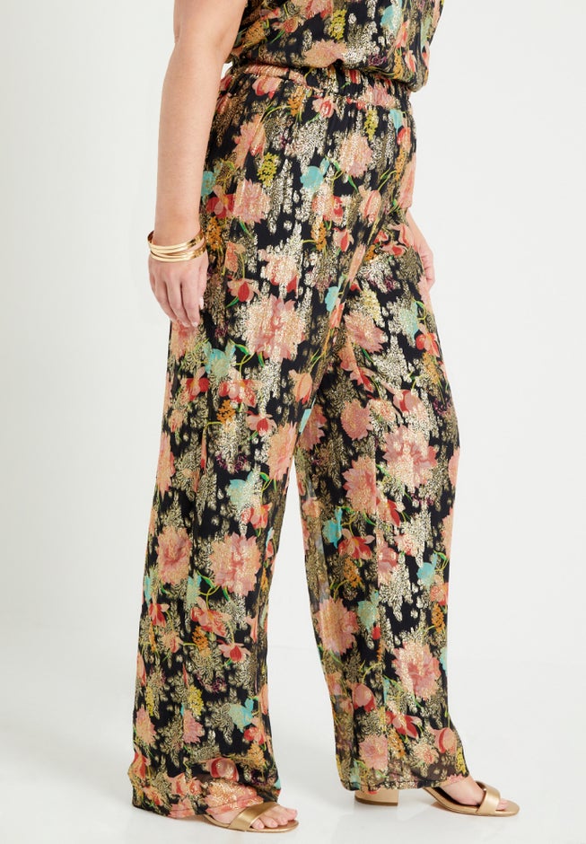 Wide-Leg Printed Trousers image number null