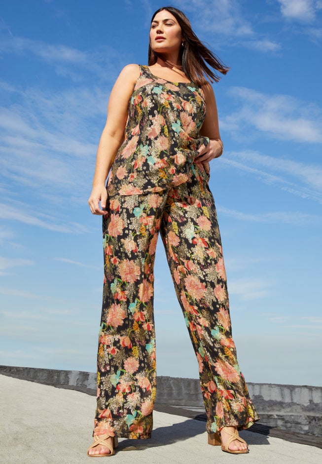 Wide-Leg Printed Trousers image number null