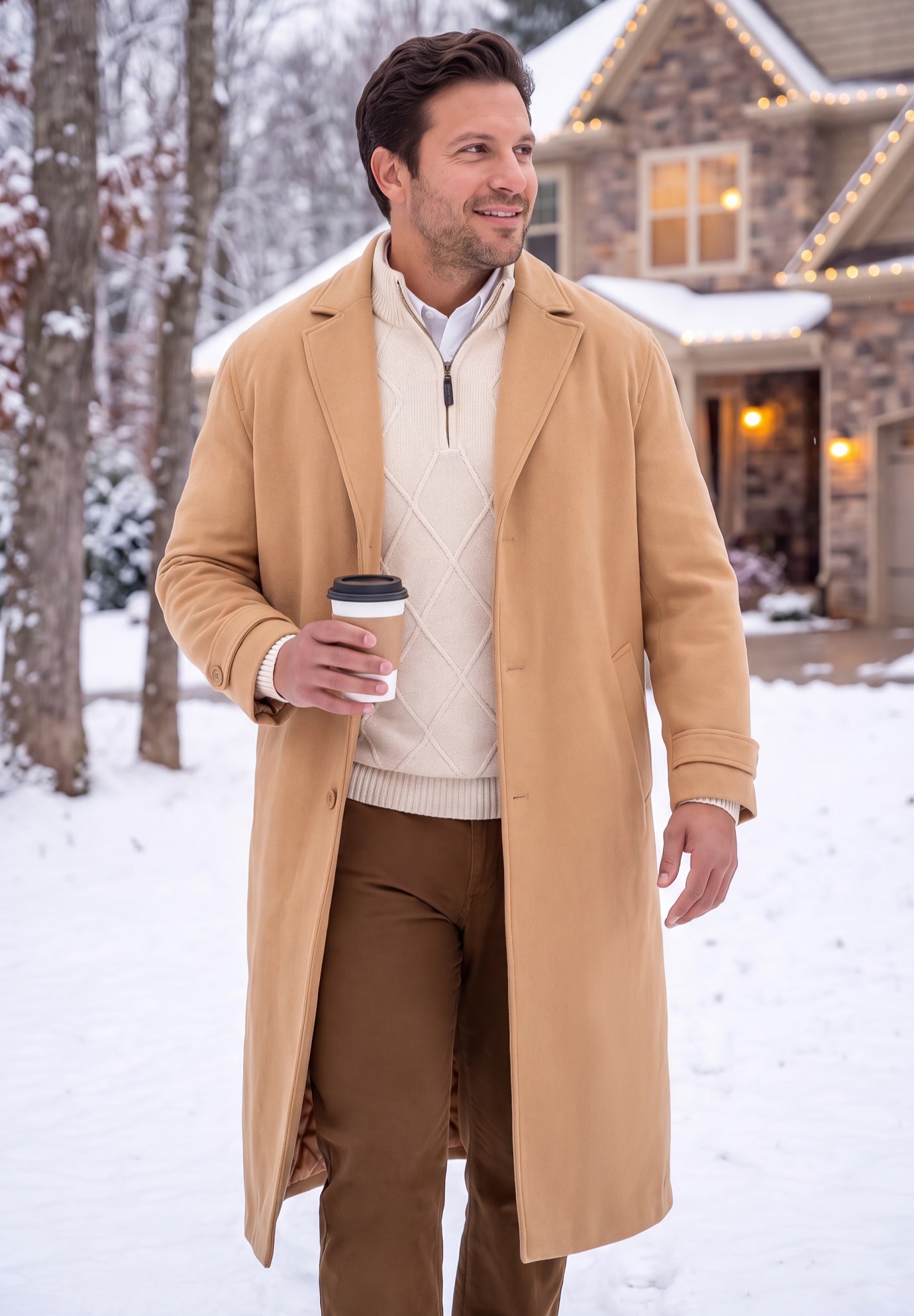 Wool-Blend Long Overcoat image number 0