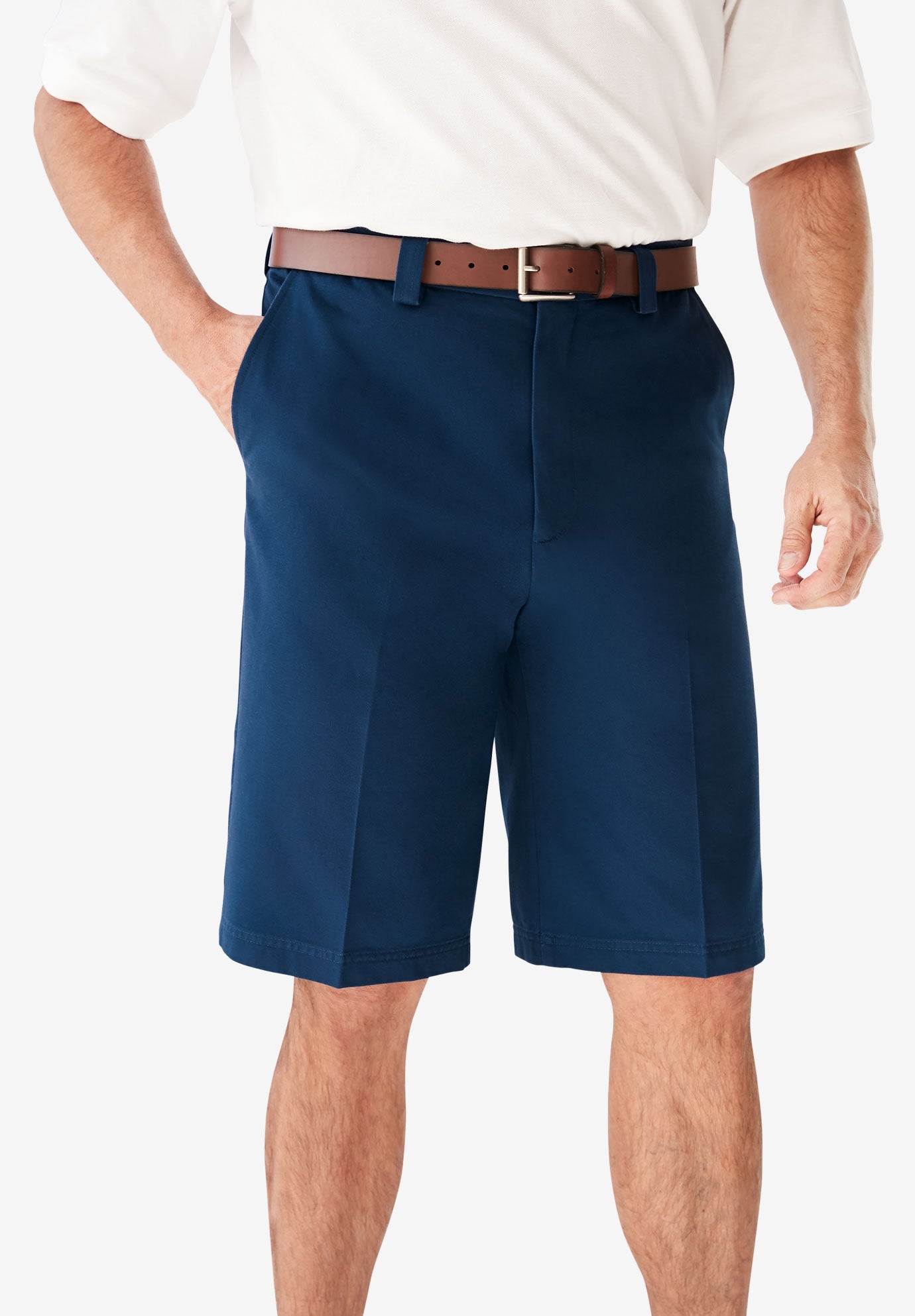 Wrinkle-Free Expandable Waist Plain Front Shorts image number 3