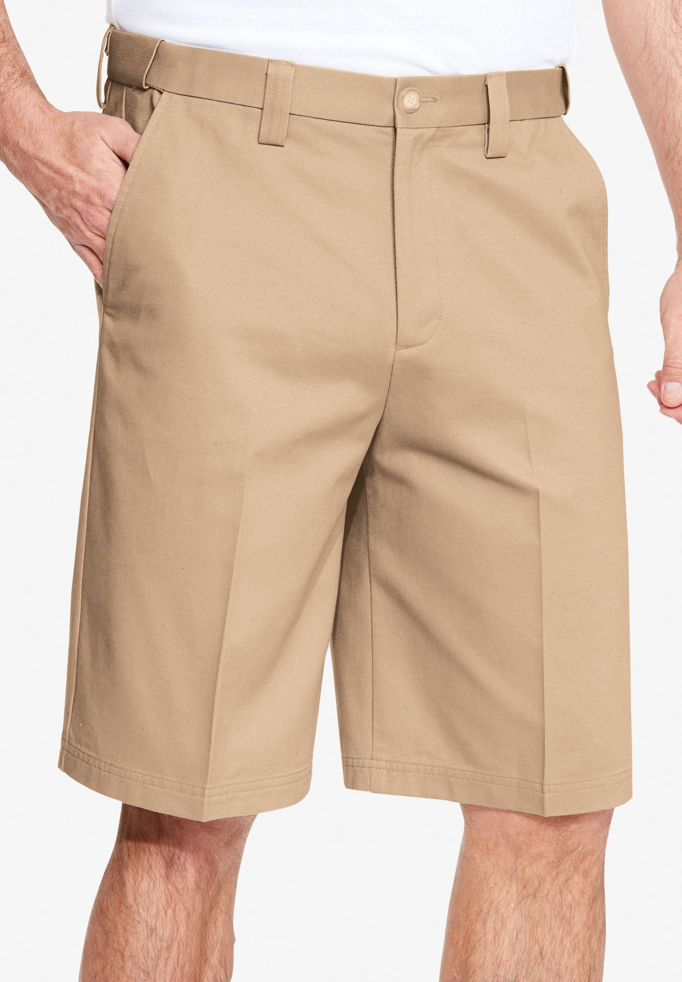 Wrinkle-Free Expandable Waist Plain Front Shorts image number 0