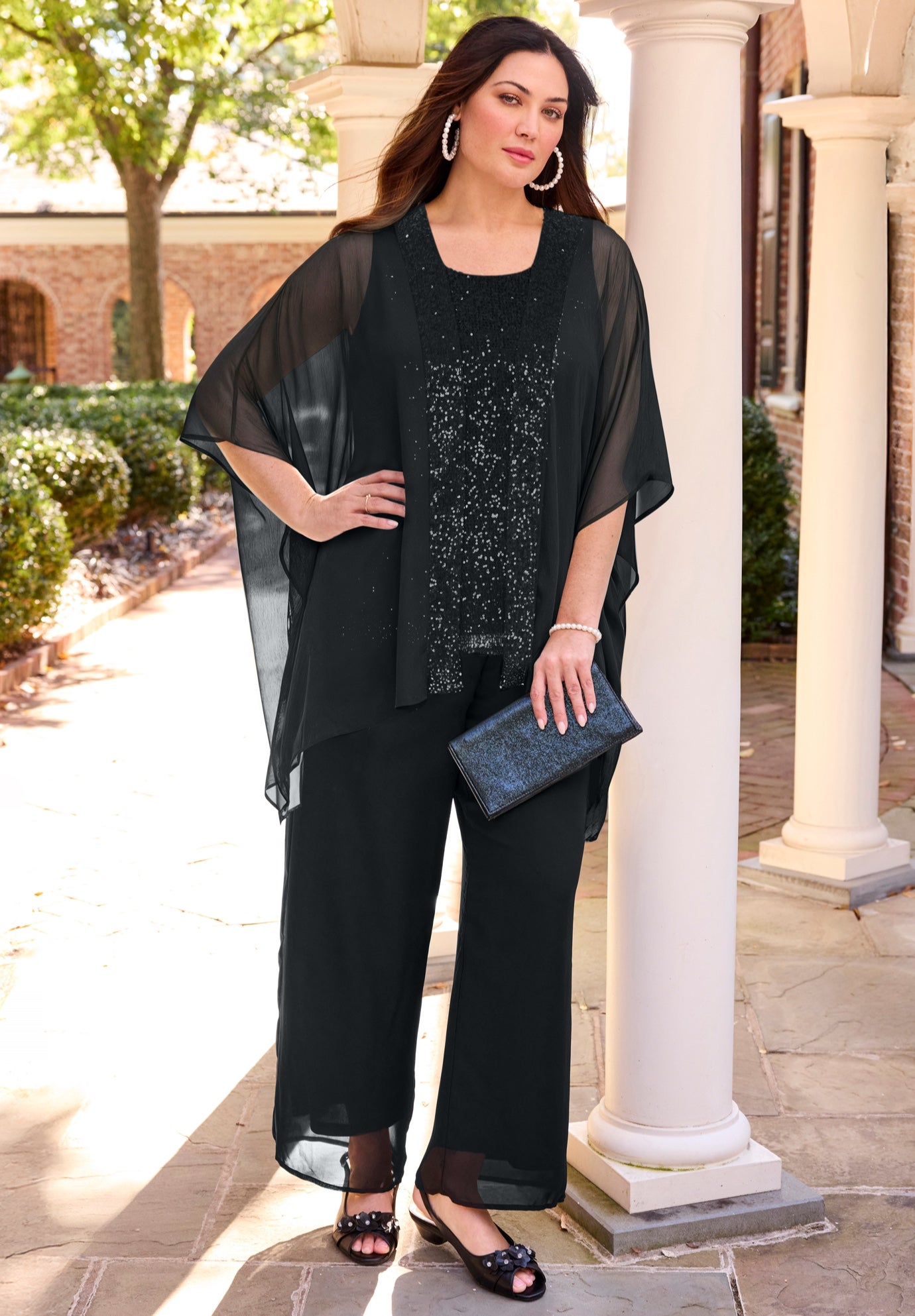 Sequin Georgette Cardigan & Tank Set image number 0