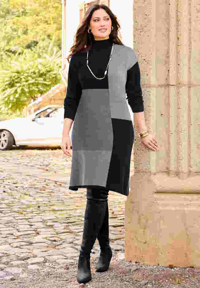 Colorblock Sweater Dress image number 2