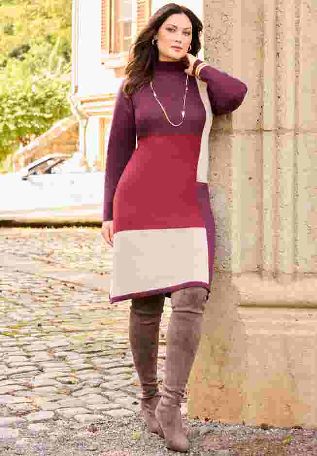 Colorblock Sweater Dress image number 0