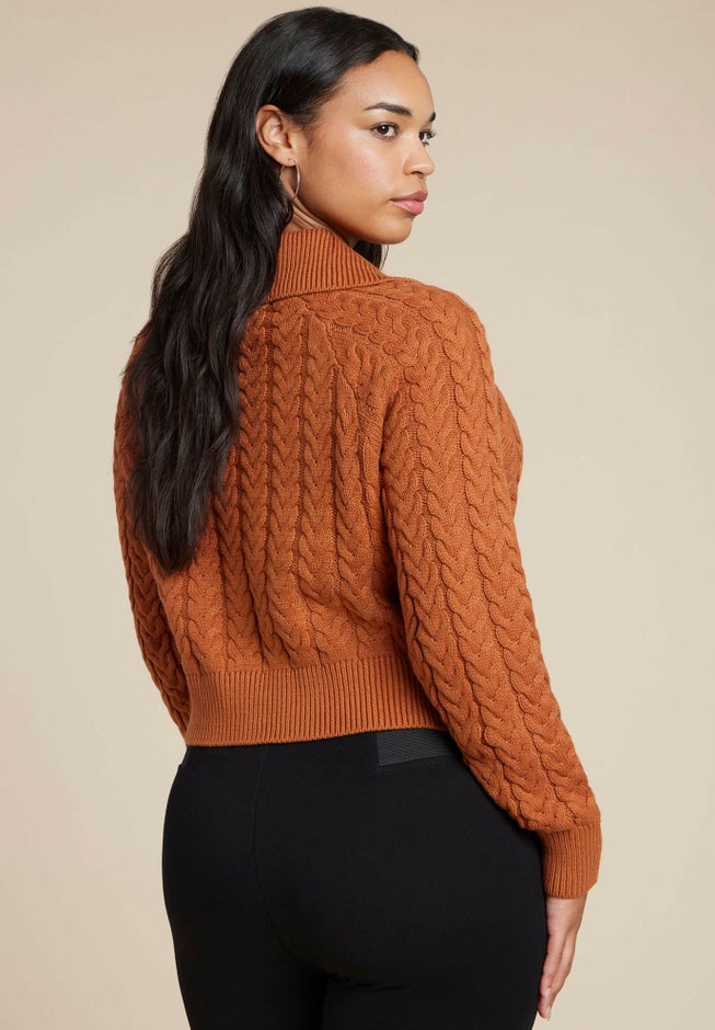 Cableknit Sweater With Wide Collar image number 1
