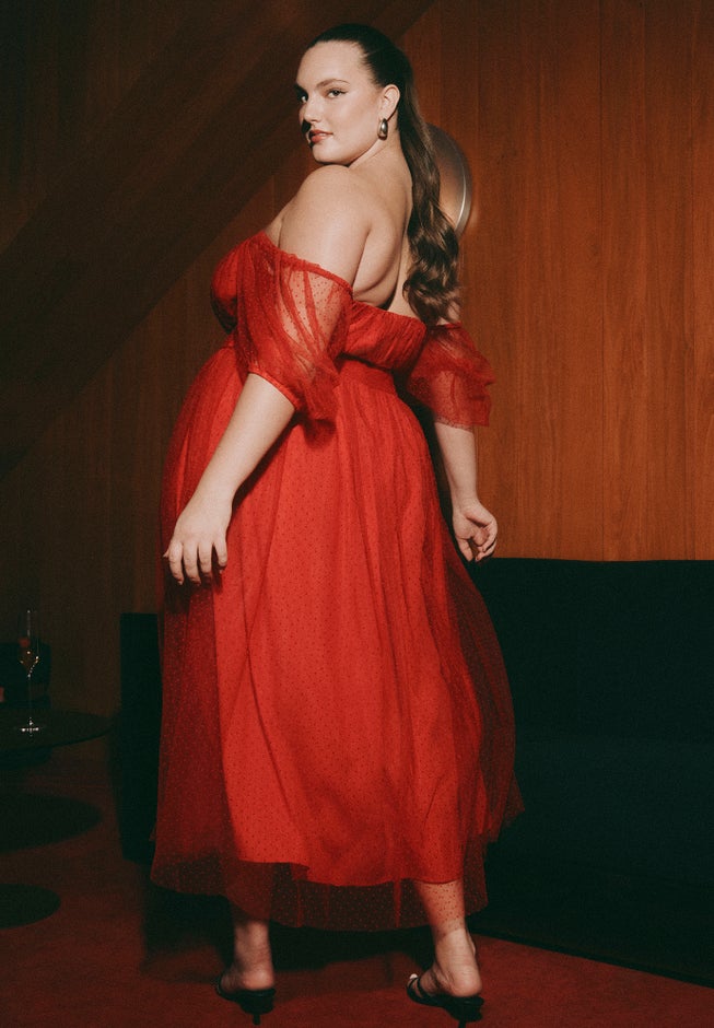 Puff Sleeve Tulle Flare Dress image number 0