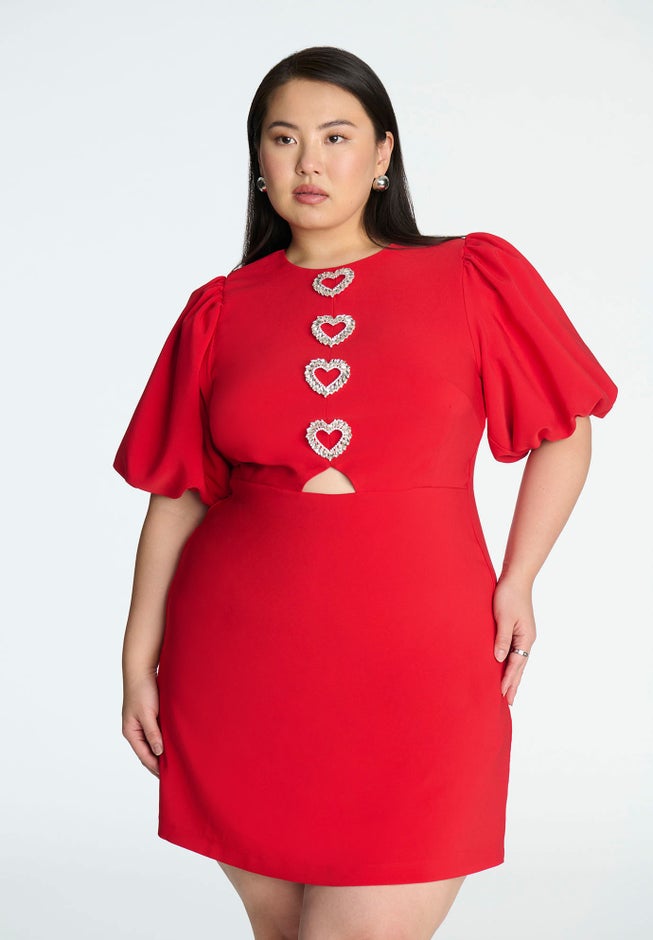 Rhinestone Heart Mini Dress image number 3