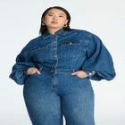 Barrel Leg Denim Jumpsuit image number null