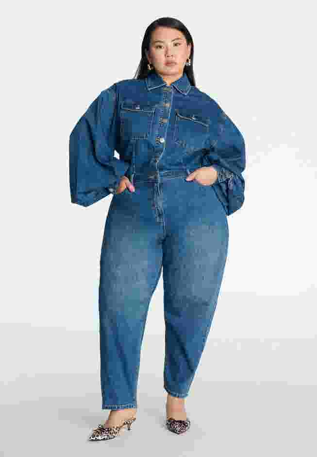 Barrel Leg Denim Jumpsuit image number 0