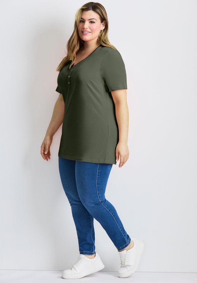Short Sleeve Henley Tunic image number 2