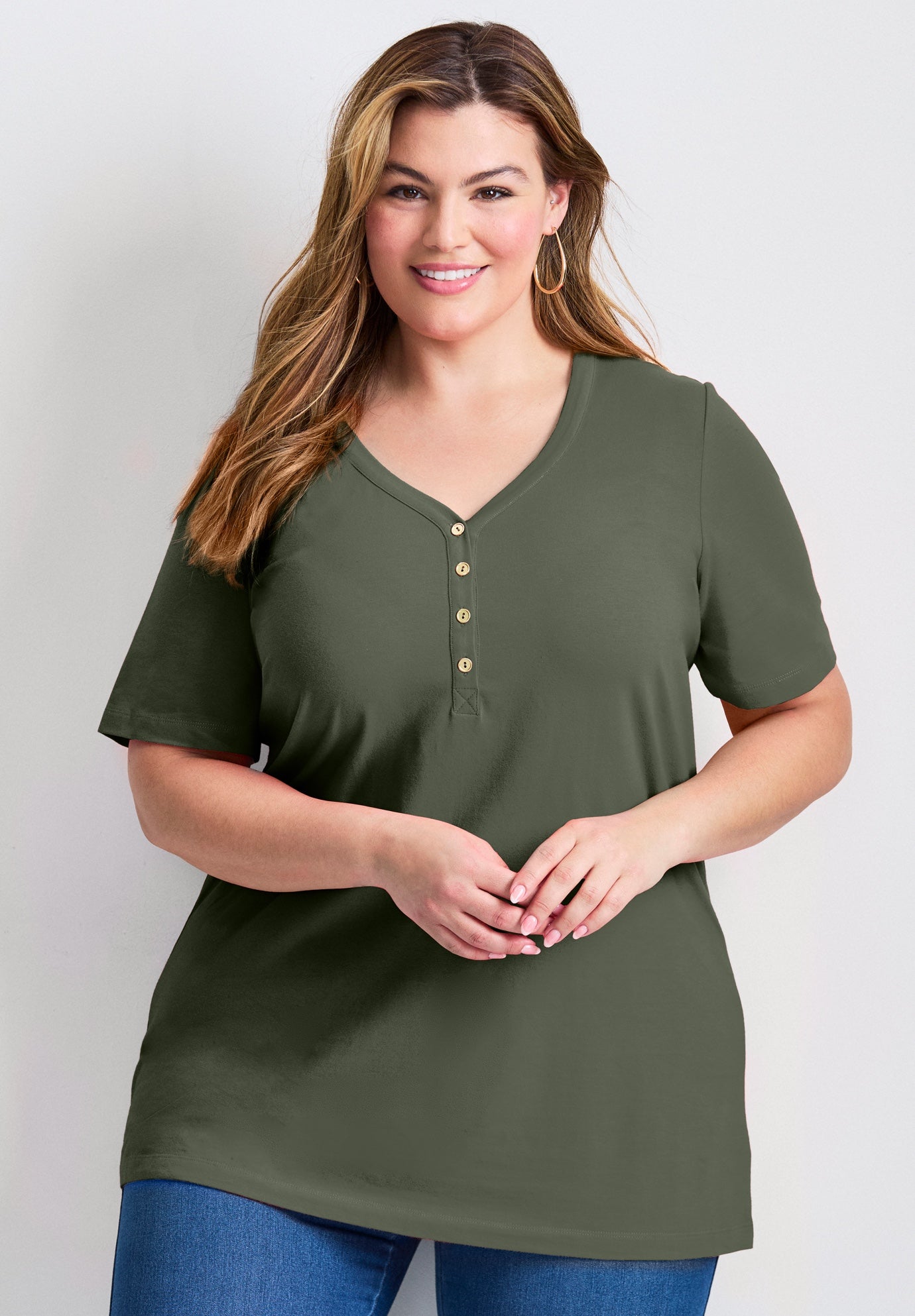 Short Sleeve Henley Tunic image number 0