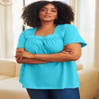 Smocked Squareneck Top image number null