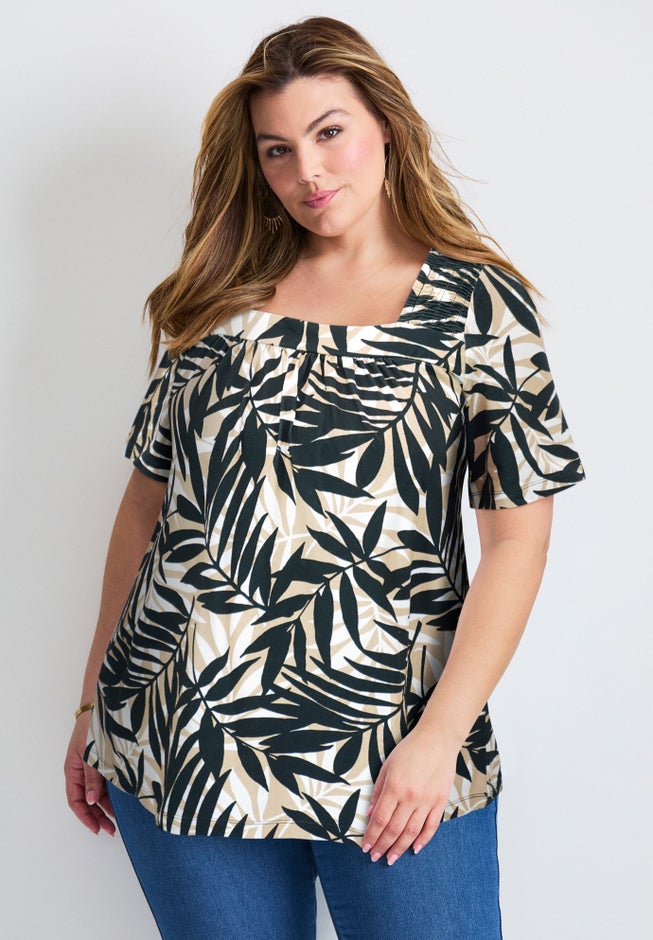 Smocked Squareneck Top image number 0